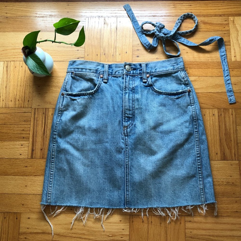 Rag & Bone 100% Cotton Light Wash Baby Blue Moss Denim Skirt - 26 S - Picture 1 of 12